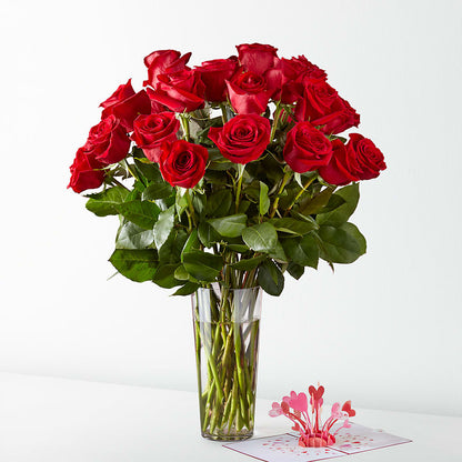 Long Stem Red Rose Bouquet & Lovepop® Pop-Up Card